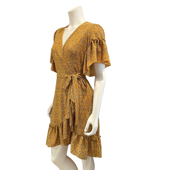 Max Studio Ruffled Floral Wrap Dress - Picture 3 of 10